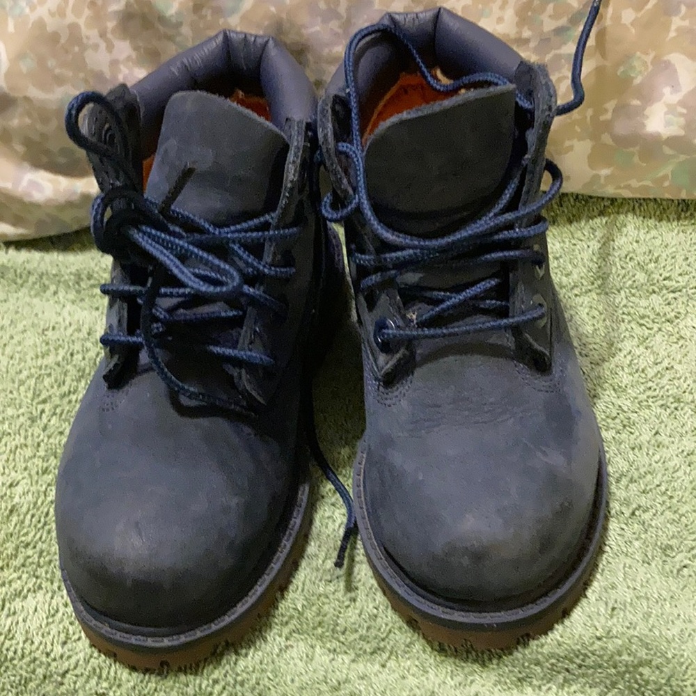 Timberland Kids Navy Blue Lace-Up Boots